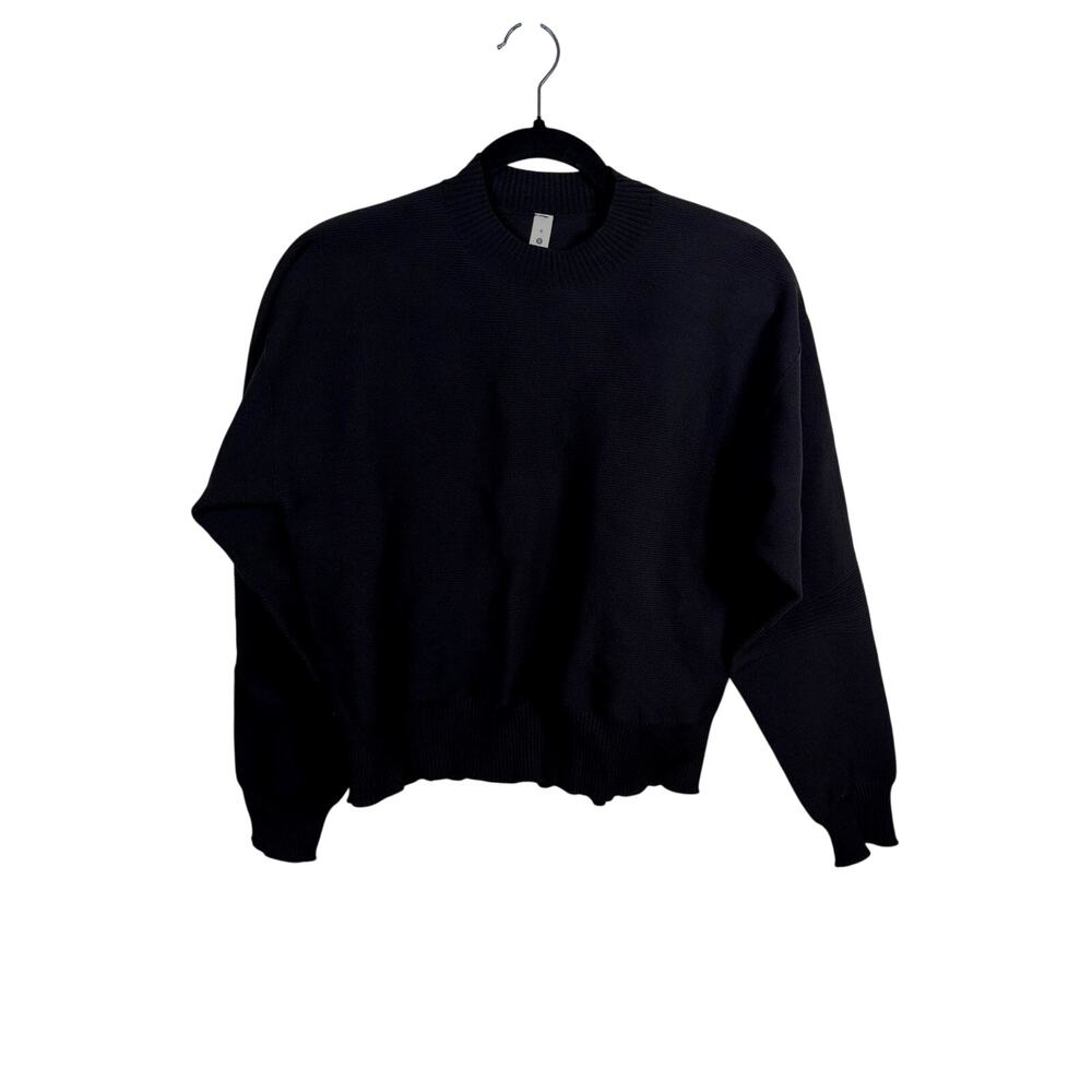 Lululemon All Around Crewneck Sweater Womens 6 Black Cropped Balloon Sleeves